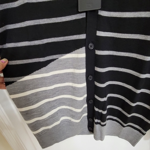 Jack & jones  stripes slim fitting vneck button front cardigan - Picture 8 of 14